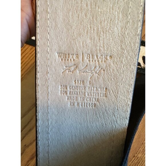 White House Black Market Black White Leopard Print Belt Genuine Haircalf Belt - Picture 2 of 8